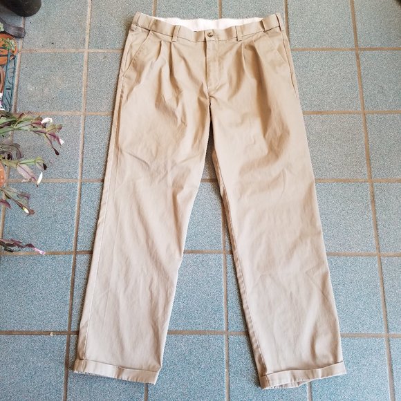 George Other - George Men's Pleated Tan Pants Khakis 36 x 32
